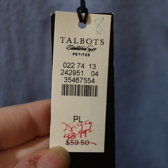 Talbots Baby Blue Tie Front Top NWT LG Cotton Blend Feminine Classic Knit Blouse - Picture 11 of 11
